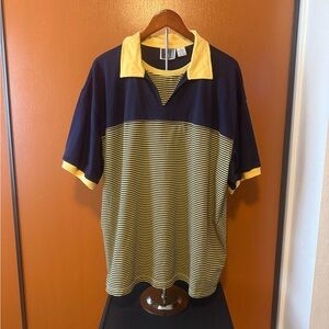 Retro Bold Spirit Women’s Navy and Yellow Polo Shirt Size 3X NWTS